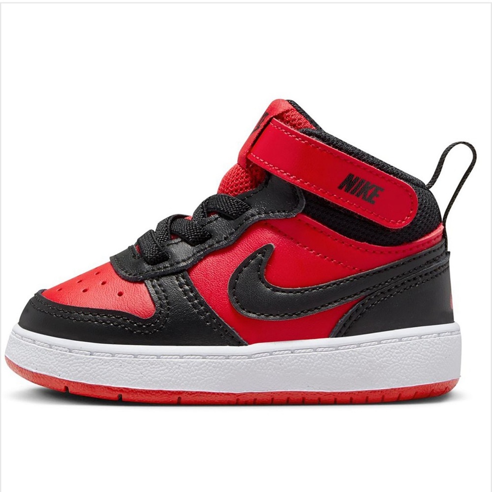 Nike Kids Red and Black Sneakers Court Borough Mid Sz 5c